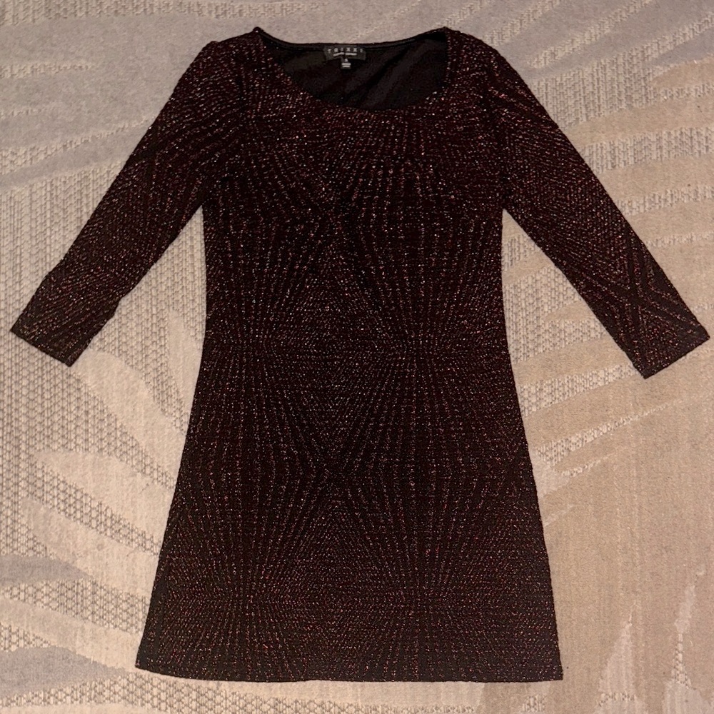 Glitter Festive Long Sleeve Mini Dress